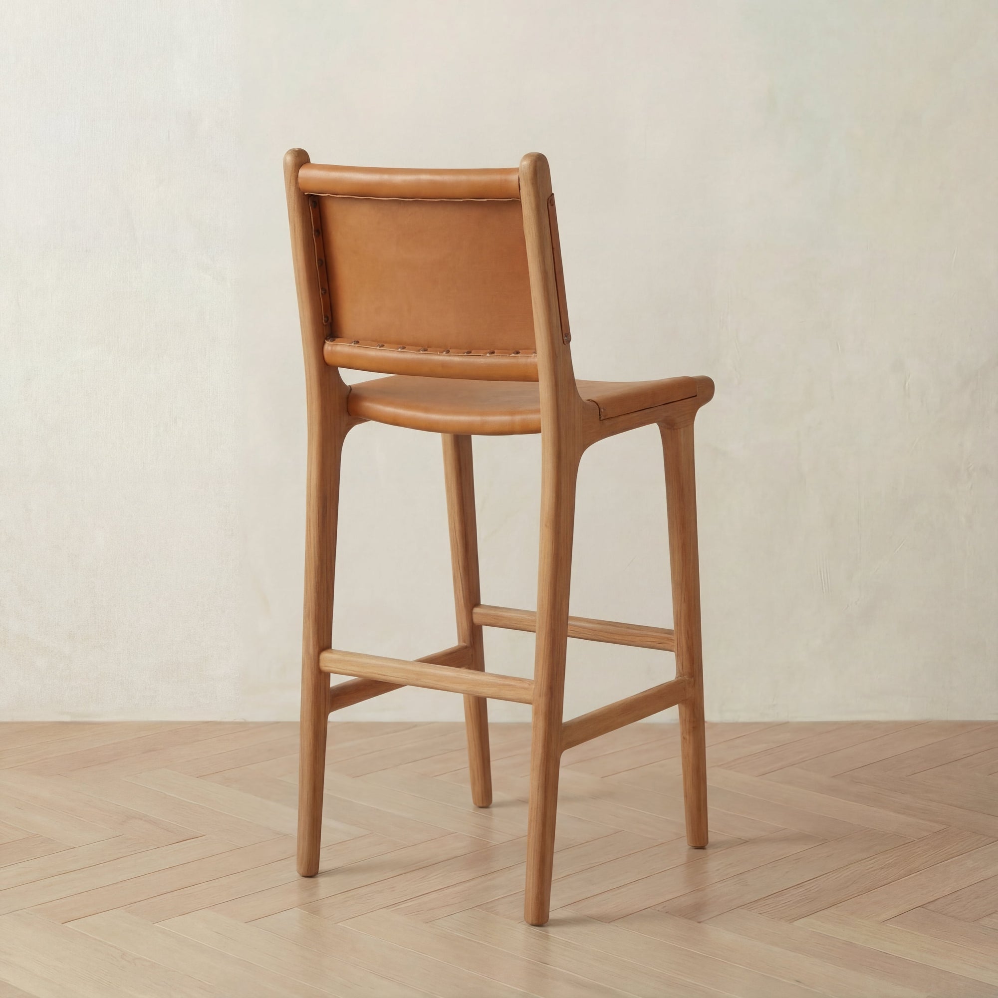 Zara Teak & Leather Bar Stool