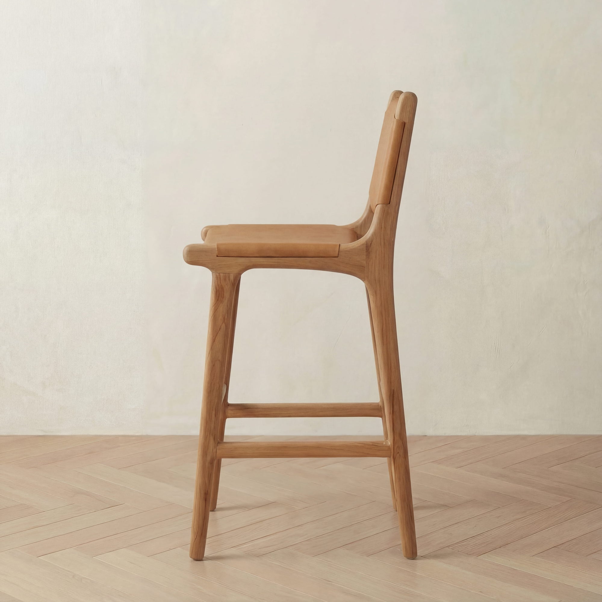 Zara Teak & Leather Bar Stool