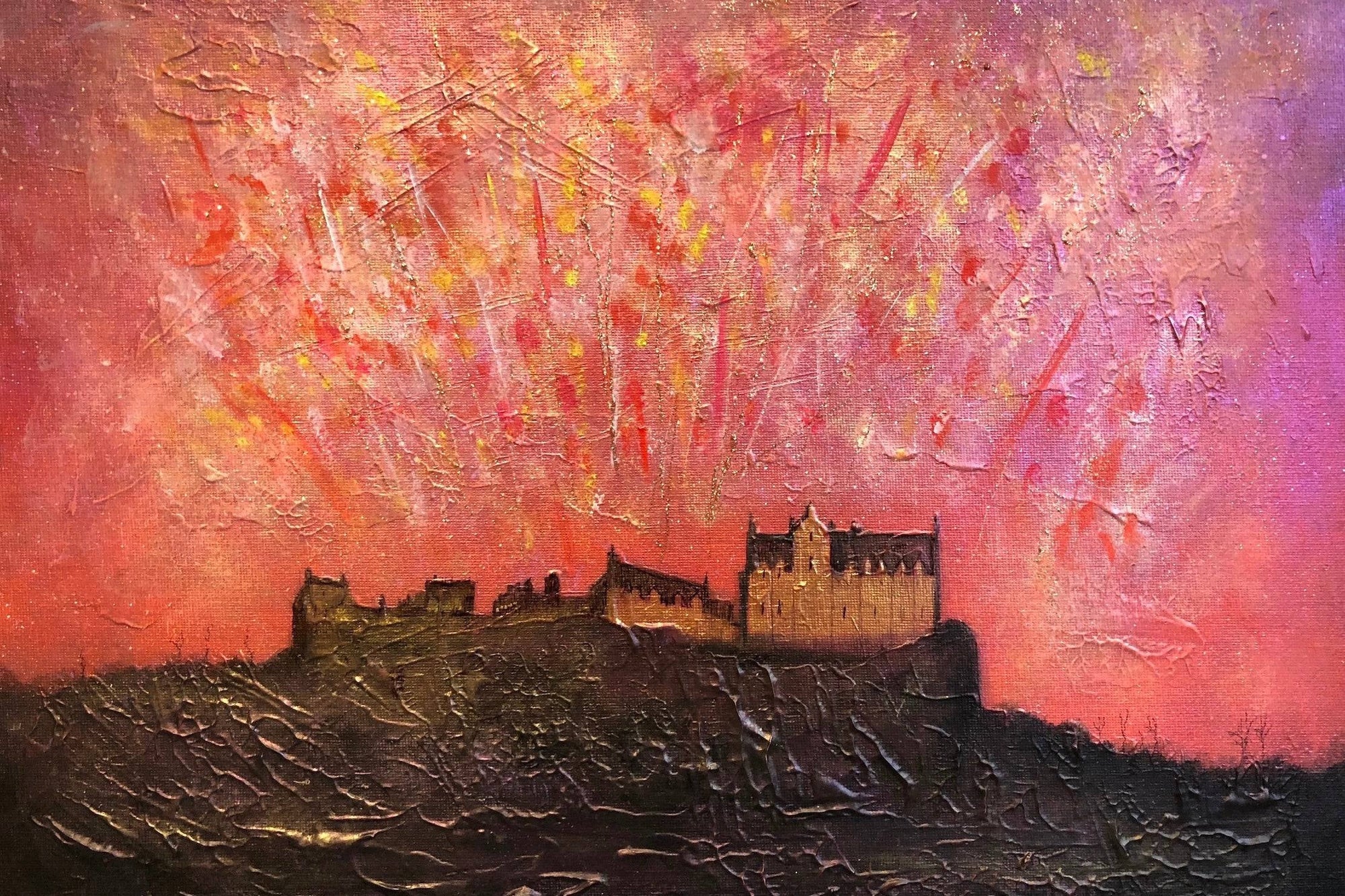 Edinburgh Castle Fireworks ii | Statement Interior Wall Art from Scotland   | S251925