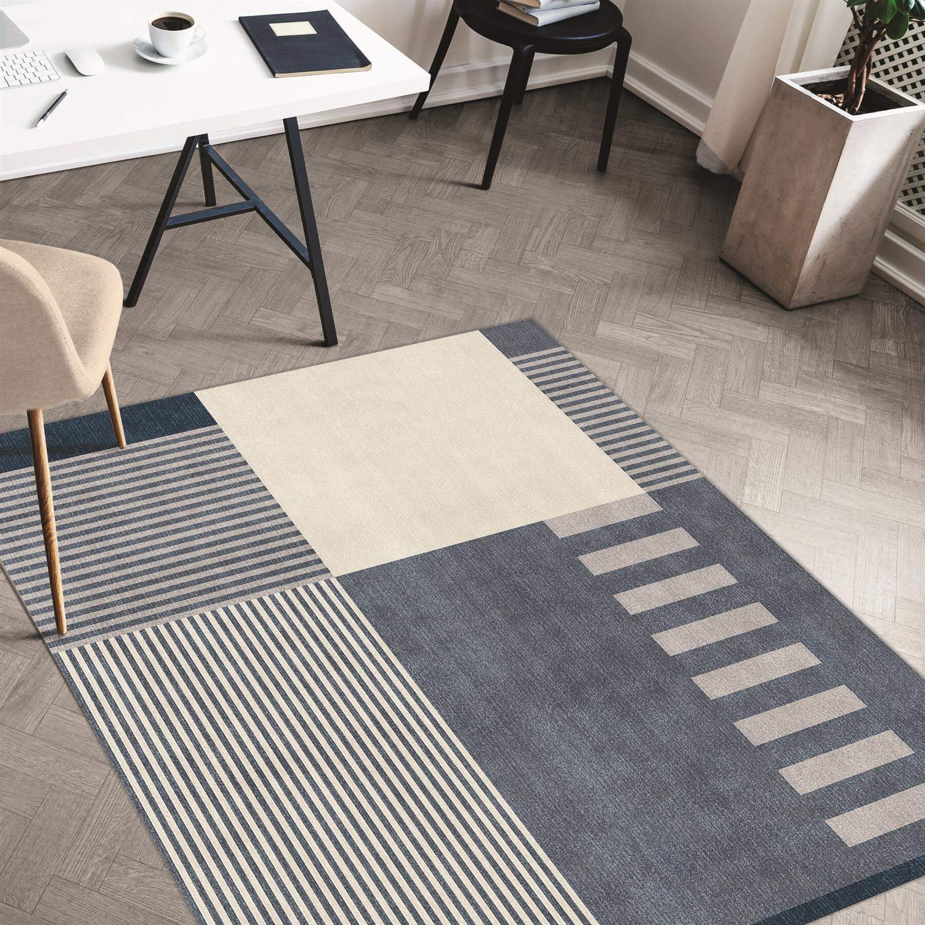 Tokyo Geo Blocks Blue Rug  | S25395|