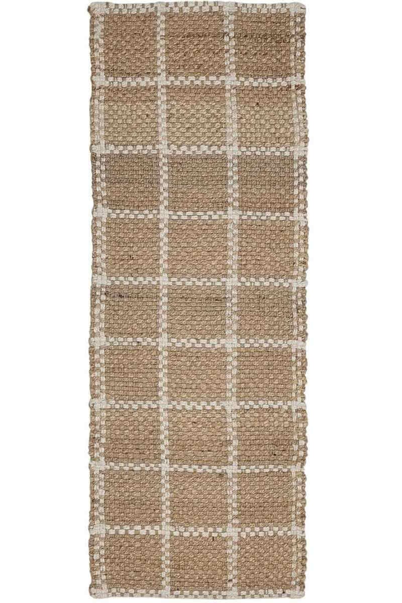 Jute Check Natural Rug Striped & Geometric Hand  | S25369 | woven