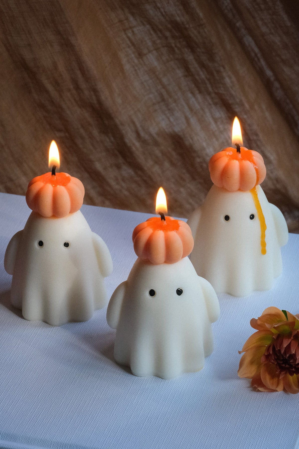 Ghost Candle with Pumpkin Hat  | S251528