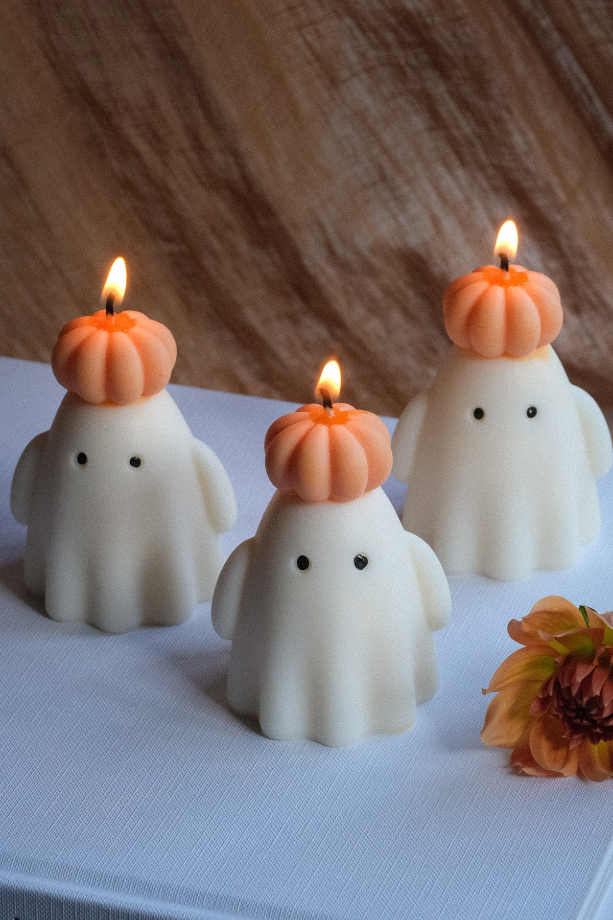 Ghost Candle with Pumpkin Hat  | S251528