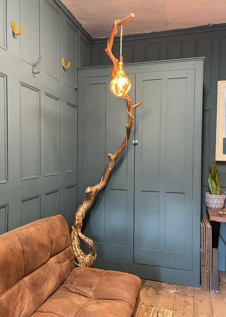 Amélie – Handcrafted Branch Floor Lamp with Reclaimed Timber Base  | S251490