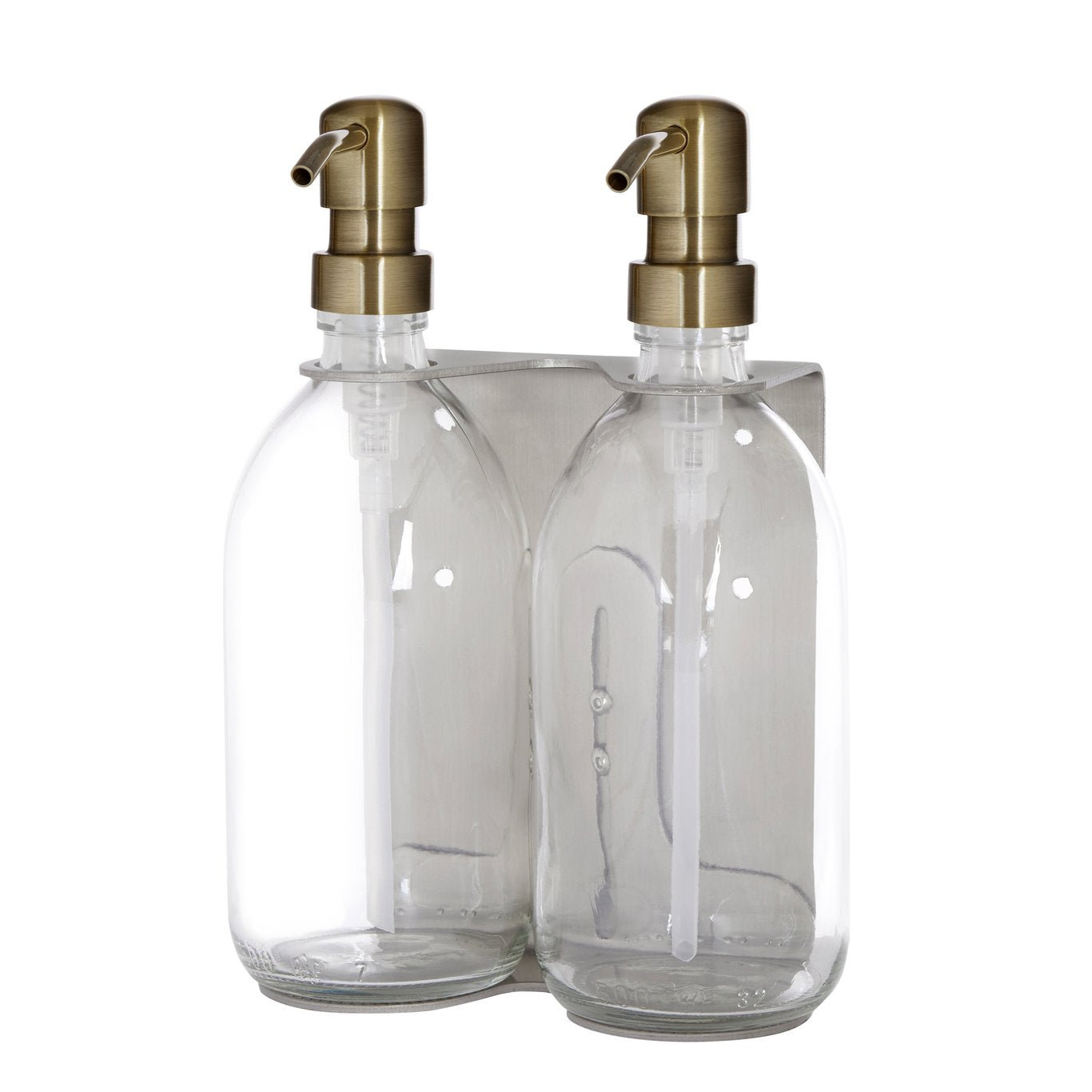Nickel Double Wall Mounted Soap Dispenser  | S251576