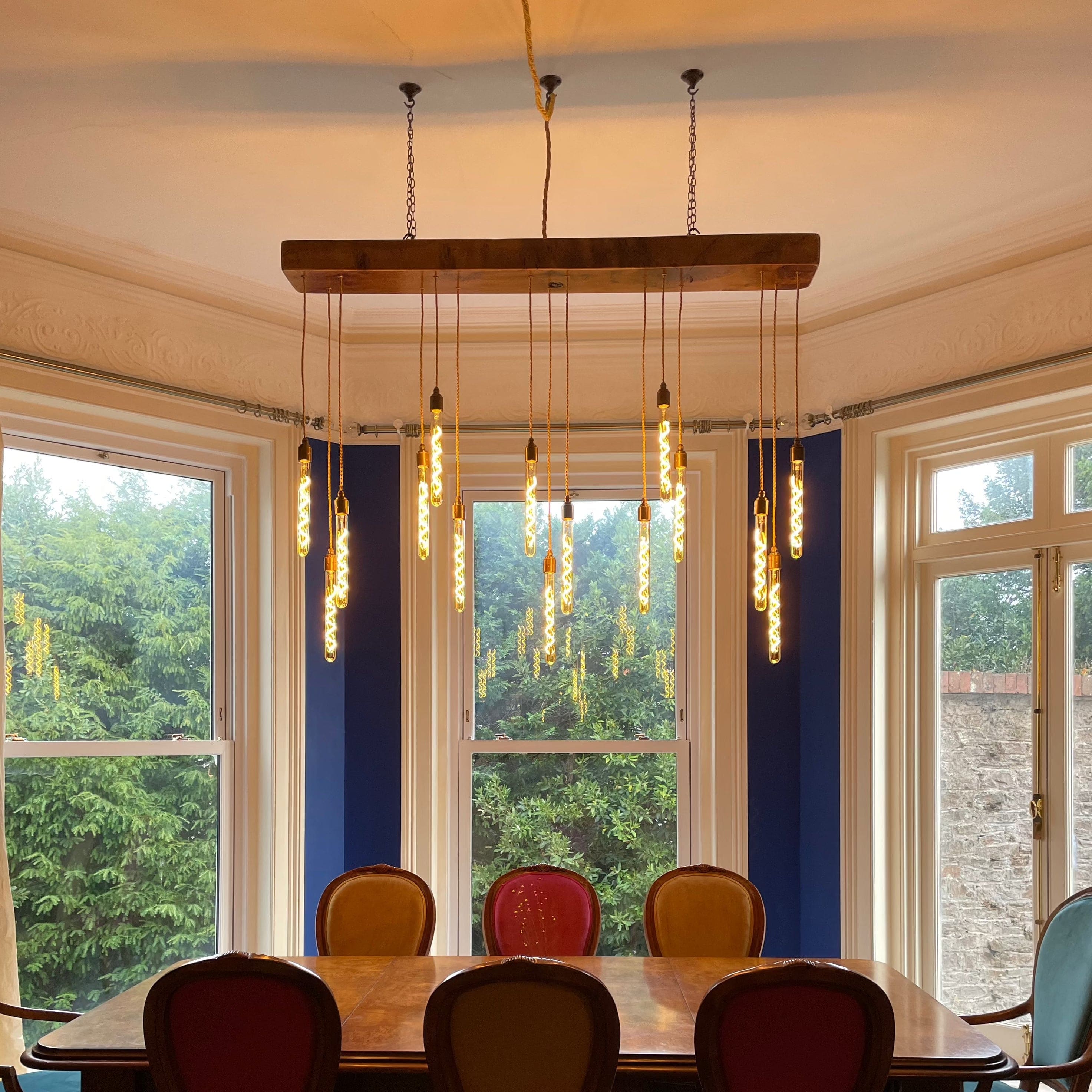 Quintriplet Oak Beam Chandelier  | S251494