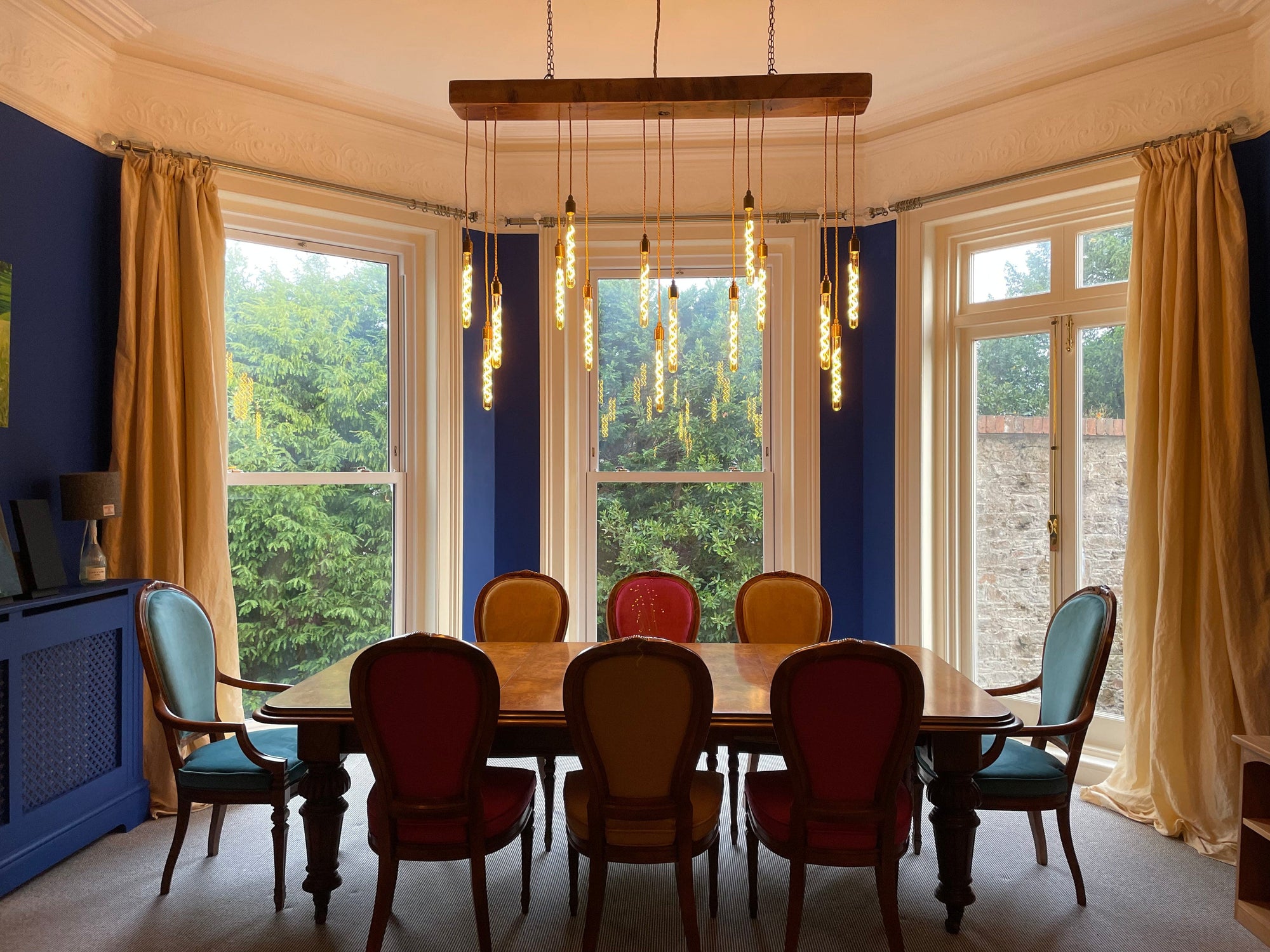 Quintriplet Oak Beam Chandelier  | S251494