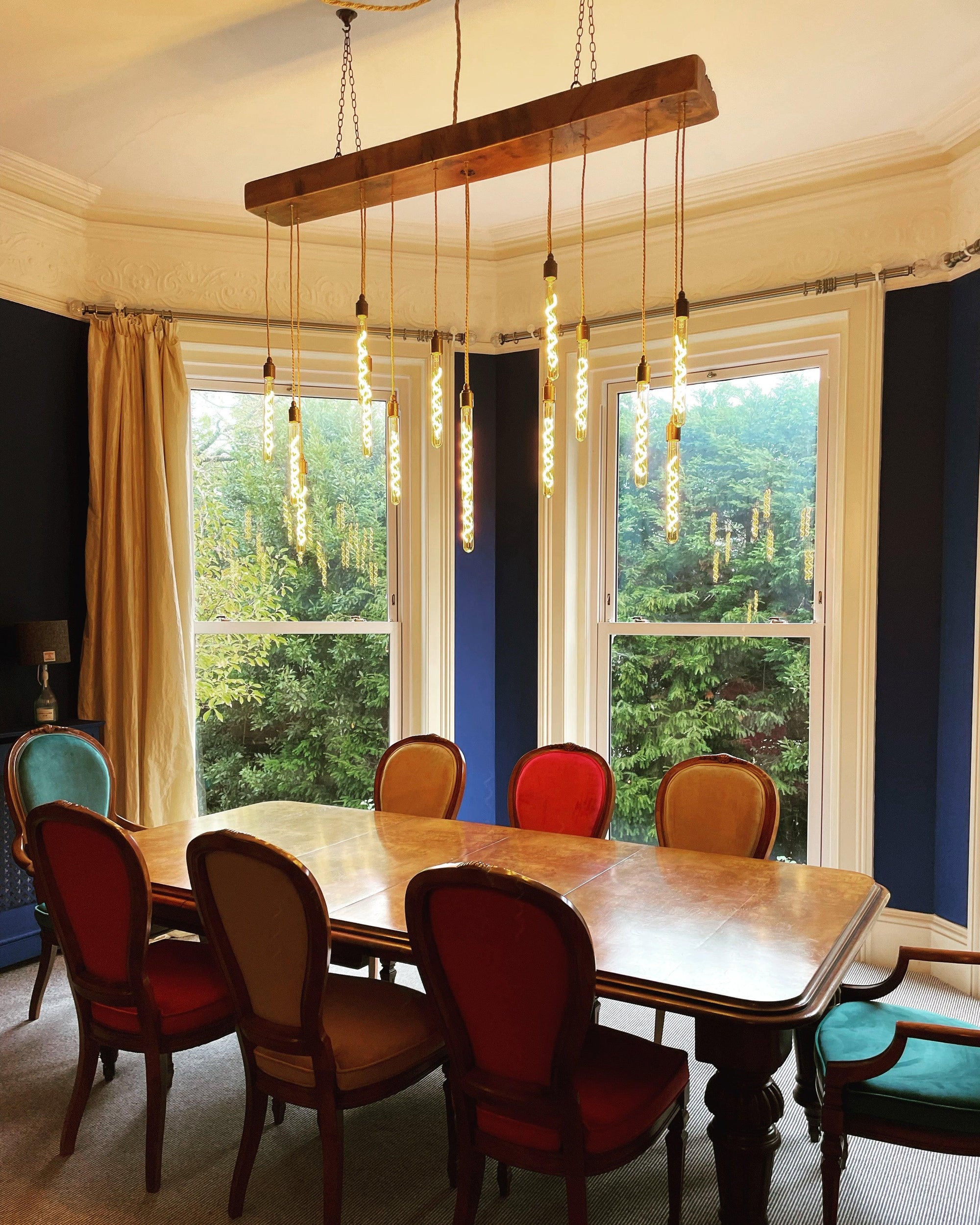 Quintriplet Oak Beam Chandelier  | S251494