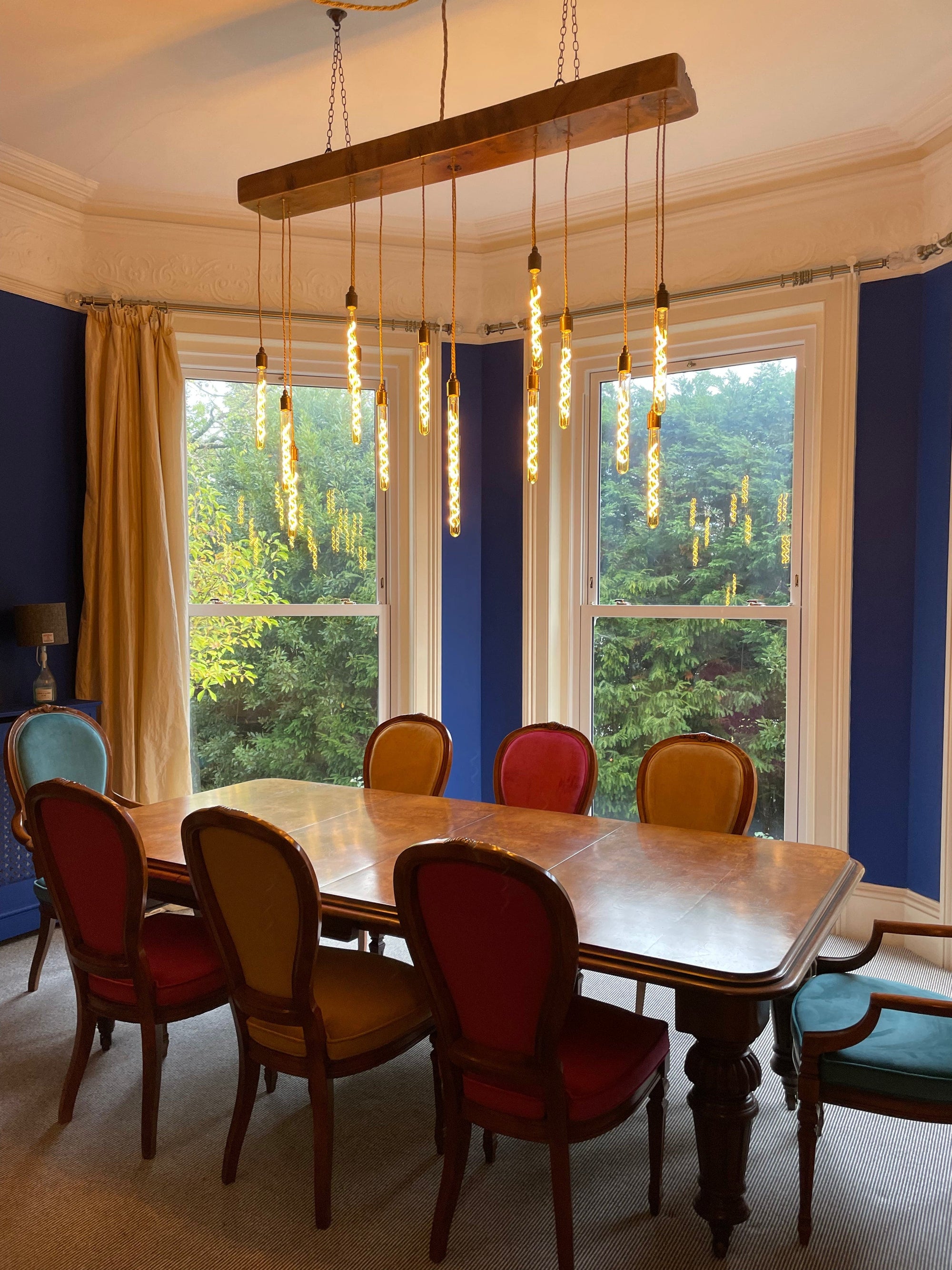 Quintriplet Oak Beam Chandelier  | S251494