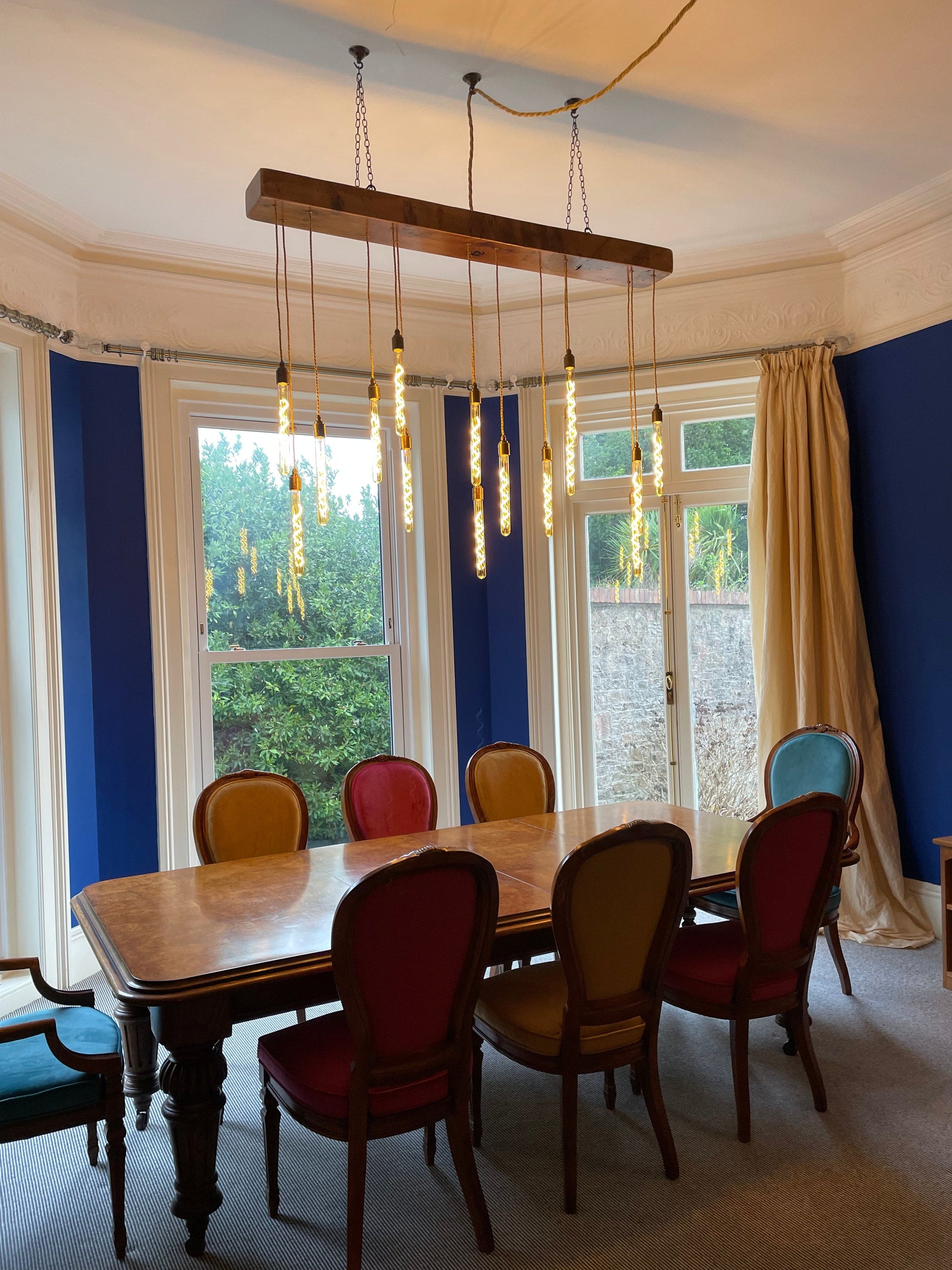 Quintriplet Oak Beam Chandelier  | S251494