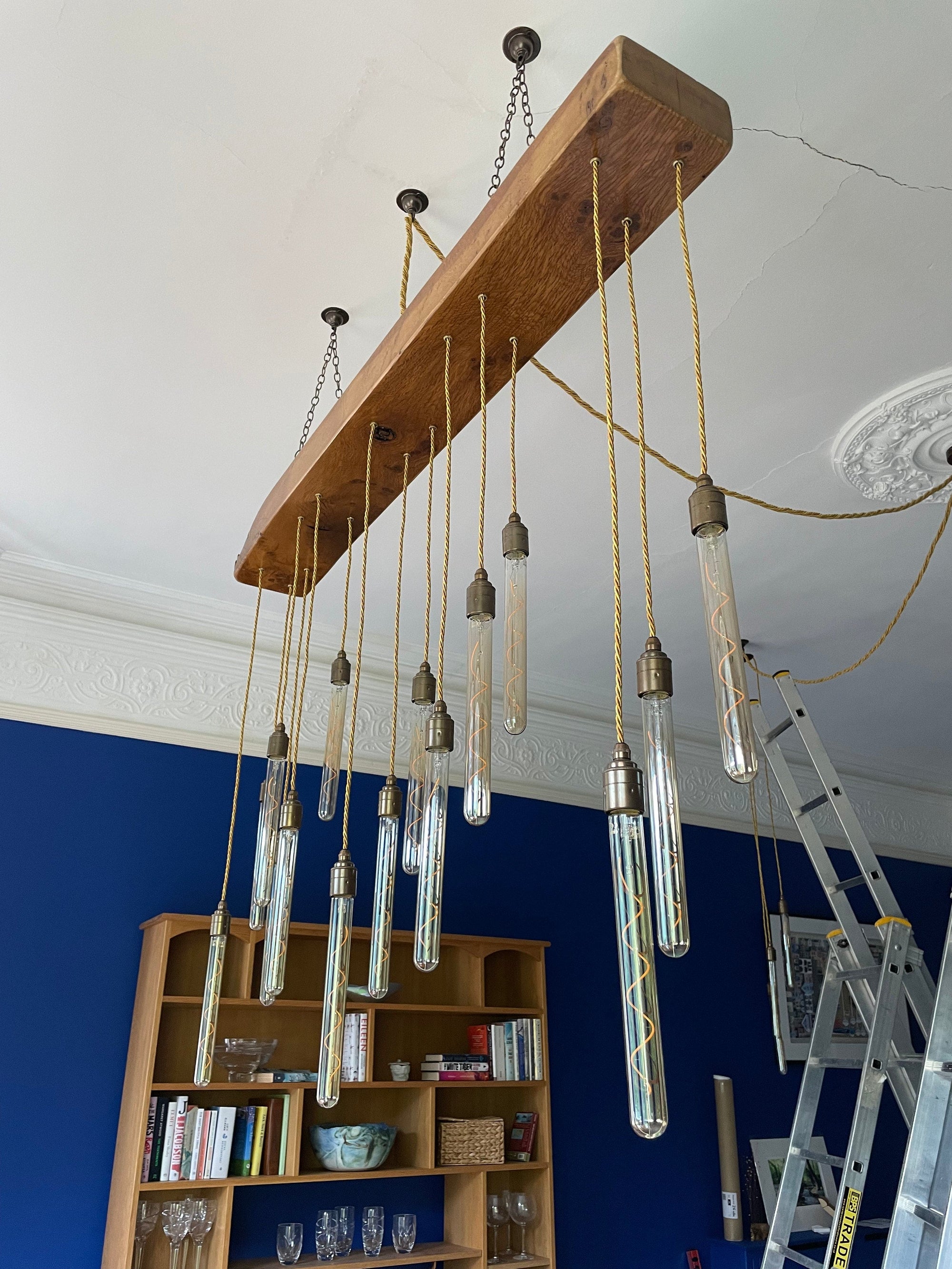 Quintriplet Oak Beam Chandelier  | S251494