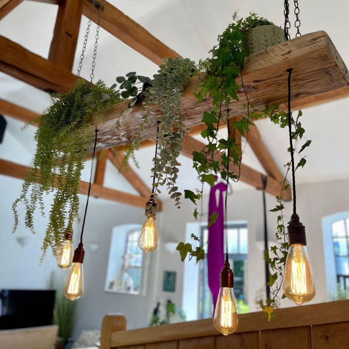 Wooden Beam Chandelier Water Resistant for Live Plant Display  | S251497