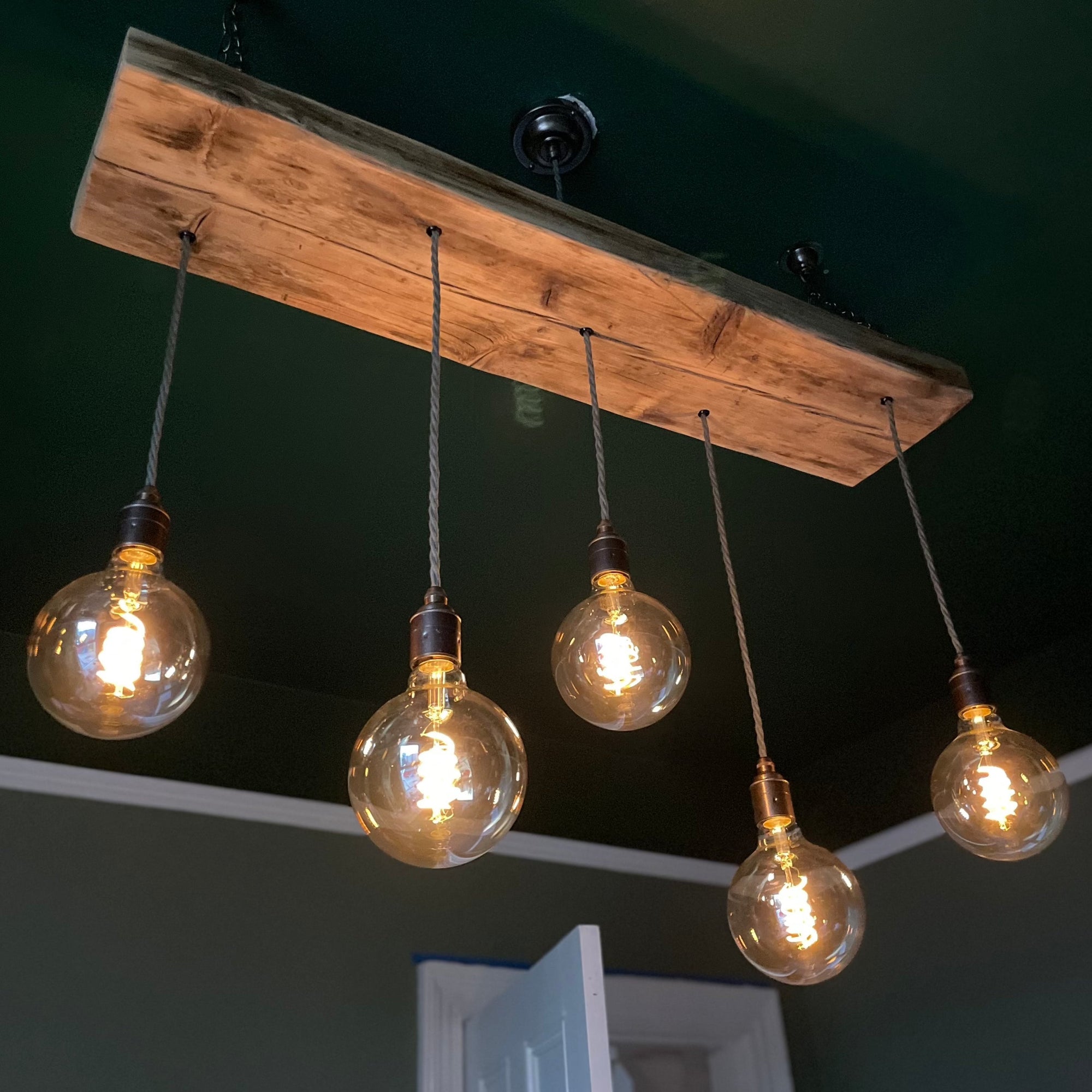 Wooden Beam Chandelier - Norwegian Spruce Cluster Pendant Light  | S251491