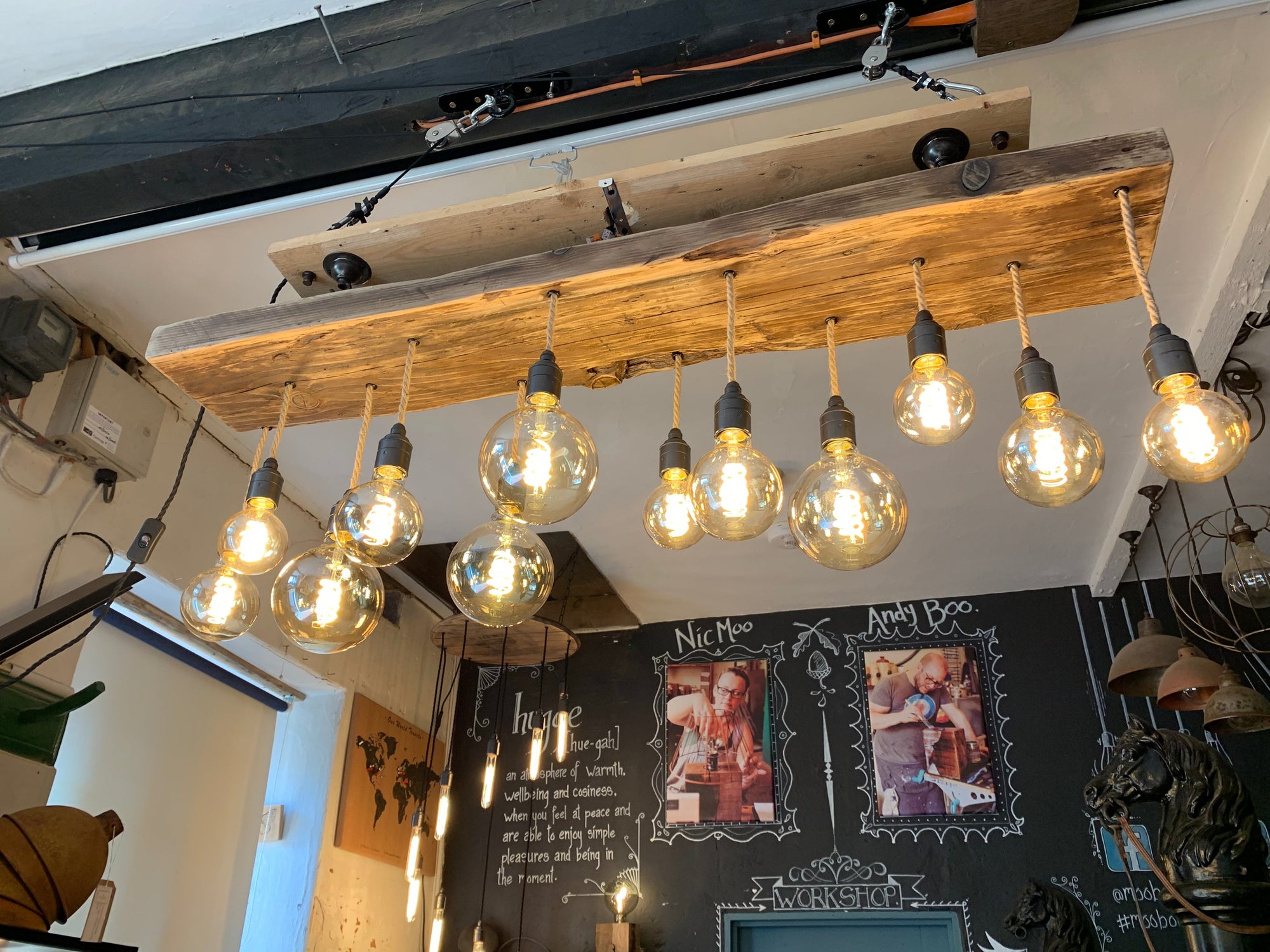 Wooden Beam Chandelier - Norwegian Spruce Cluster Pendant Light  | S251491