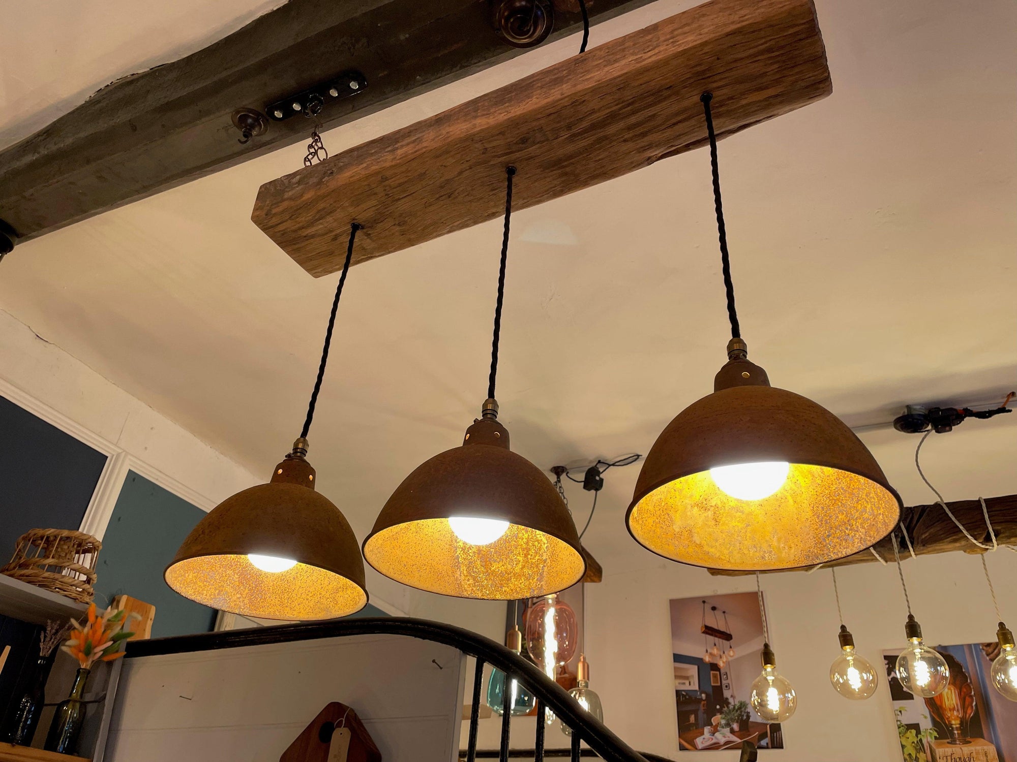 Oak Beam Light with Shades  | S251486