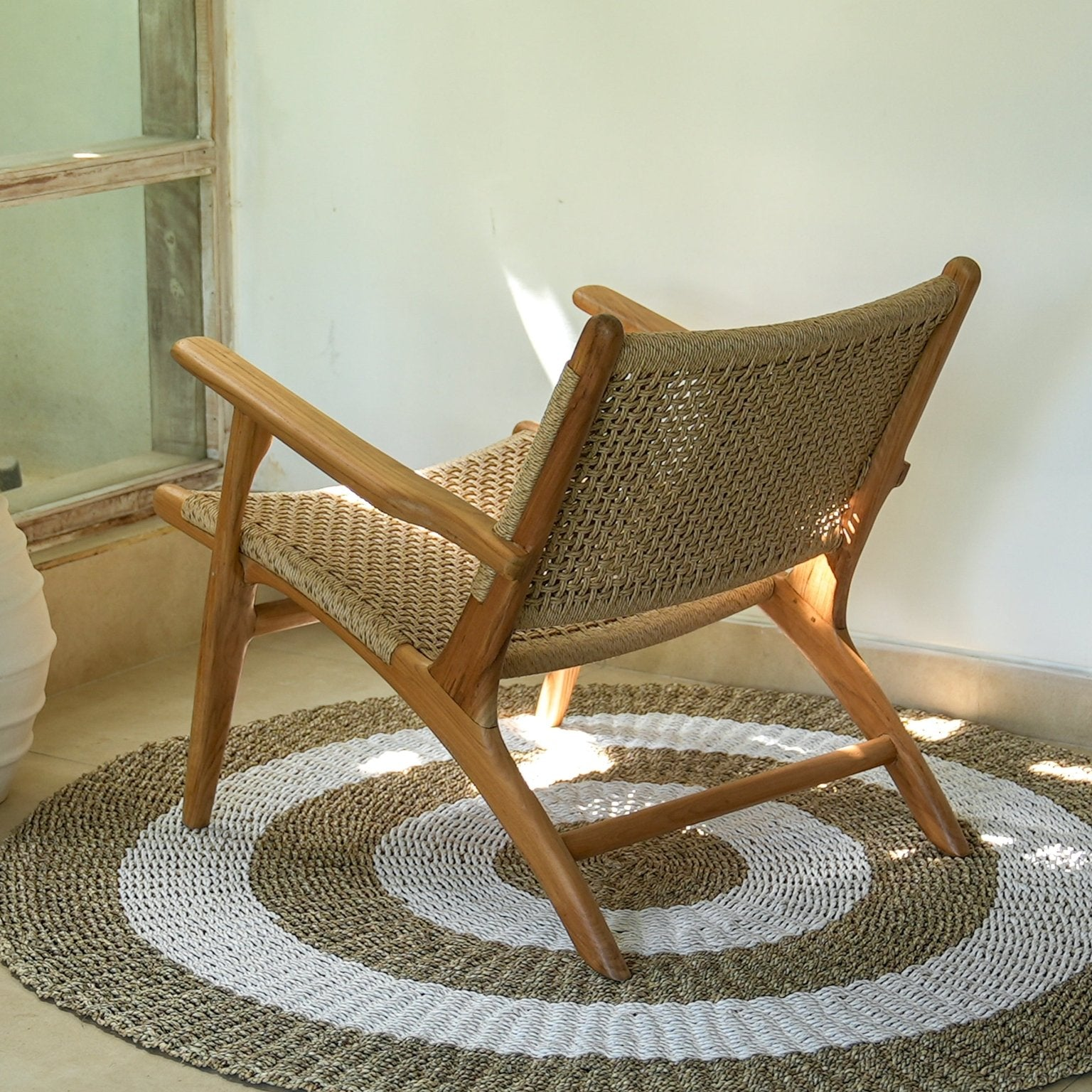 Zara Teak & Rattan Accent Armchair